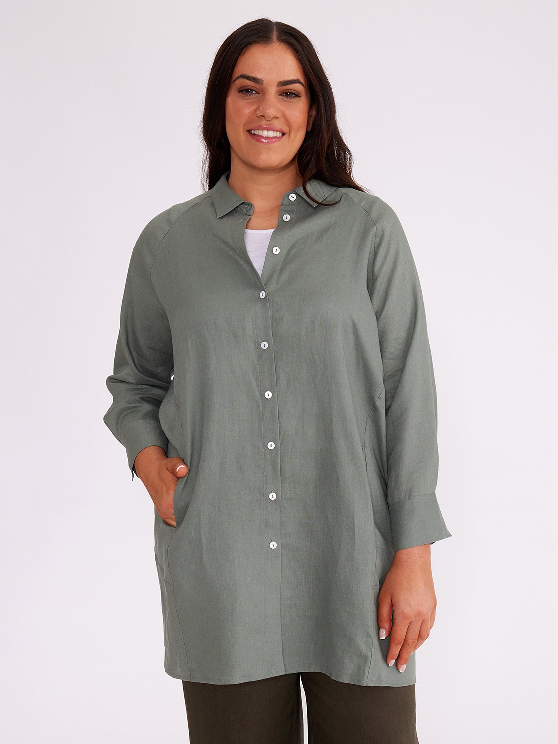 Longline Linen Shirt – Yarra Trail & Marco Polo