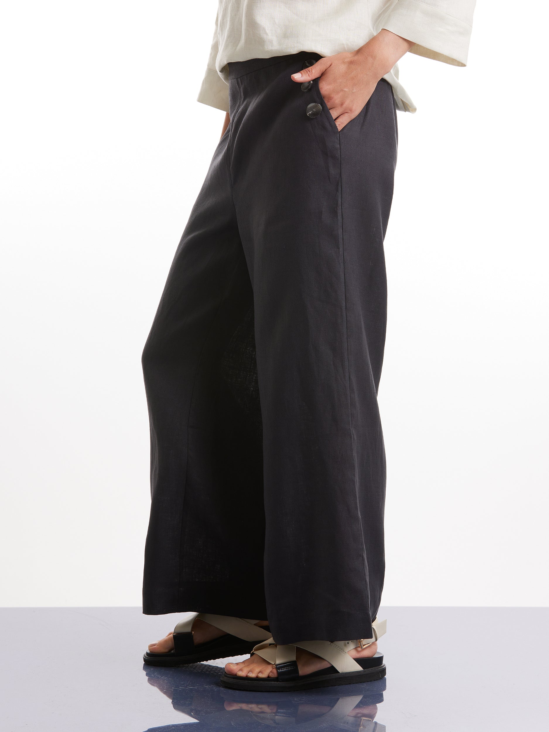 3/4 Button Linen Pant – Yarra Trail & Marco Polo